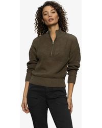 Sanctuary - Cotton Half-zip Open-knit Sweater - Lyst