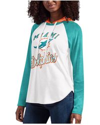 G-III 4Her by Carl Banks - Miami Dolphins Mvp Raglan Hooded Long Sleeve T-shirt - Lyst