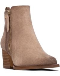 Xti - Block Heel Suede Ankle Booties - Lyst