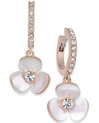 Kate Spade - 14k Rose Gold-plated Pavé & Enamel Flower Drop Earrings - Lyst