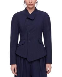 Nocturne - Double-breasted Stand Collar Peplum Jacket - Lyst