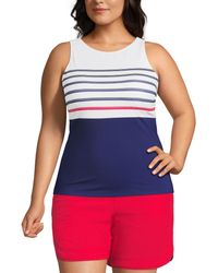 Lands' End - Dd-cup Chlorine Resistant High Neck Upf 50 Modest Tankini Swimsuit Top - Lyst