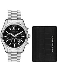 Michael Kors - Lexington Chronograph Stainless Steel Watch And Card Case Gift Set 44mm - Lyst