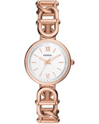 Fossil - Carlie Three-hand Rose Gold-tone Stainless Steel Watch - Lyst