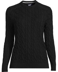Lands' End - Cotton Drifter Cable Crew Neck Sweater - Lyst