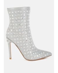 LONDON RAG - Frostin Pointed Toe Rhinestones Stiletto Boots - Lyst