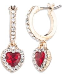 Givenchy - Glass Stone Silver-tone And Gold-tone Heart Drop Hoop Earrings - Lyst