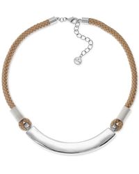 Alfani Silver-tone Curved Bar & Braided Rope Statement Necklace, 17"+ 2" Extender, Created For Macy's - Metallic