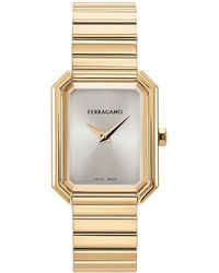 Ferragamo - Salvatore Swiss Ion Plated Stainless Steel Bracelet Watch 27x34mm - Lyst