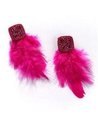 SOH - Beaded Feather Drop Earrings - Lyst