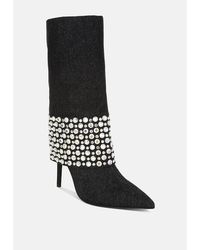LONDON RAG - Basso Party Diamante Studded Stiletto Boots - Lyst