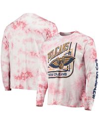 Junk Food Pink New Orleans Pelicans Throwback Tie-dye Long Sleeve T-shirt