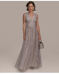 Donna Karan - Sequin Embroidered Mesh Sleeveless Gown - Lyst