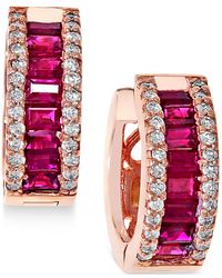 Effy - Ruby (1-1/2 Ct. T.w.) And Diamond (3/8 Ct. T.w.) Earrings In 14k Rose Gold - Lyst