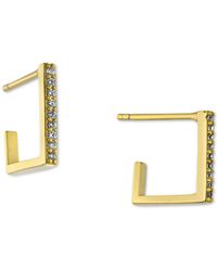 Giani Bernini Cubic Zirconia Square Hoop Earrings In 18k Gold-plated Sterling Silver, Created For Macy's - Metallic