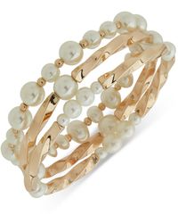 Anne Klein - Gold-tone 3-pc. Set Imitation Twisted Stretch Bracelets - Lyst
