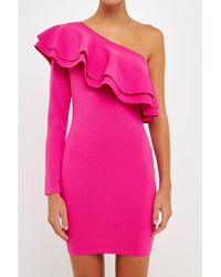 Endless Rose - One Shoulder Knitted Mini Dress - Lyst