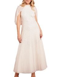Needle & Thread - Scallop Sequin Cape Ankle Gown - Lyst