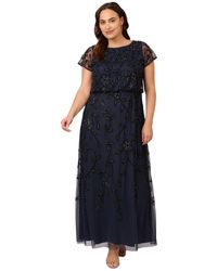 Adrianna Papell - Plus Size Blouson Beaded Short-sleeve Gown - Lyst