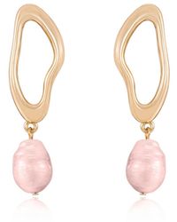 Ettika - Open Circle 18k Gold Plated And Pearl Dangle Earrings - Lyst