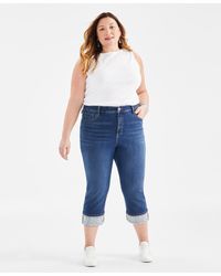 Style & Co. - Plus Size High-rise Embroidered Cuffed Capri Jeans - Lyst