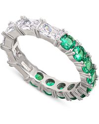 Giani Bernini Colored & White Cubic Zirconia Stacking Band In Sterling Silver, Created For Macy's - Green