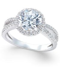 Arabella - Swarovski Zirconia Rounded Split Shank Ring In Sterling Silver - Lyst