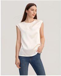 LILYSILK - Basic Cap Sleeves Silk Tee - Lyst