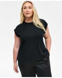 INC International Concepts - Plus Size Rhinestone Rolled-sleeve Top - Lyst