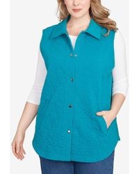 Ruby Rd. - Plus Size Quilted Terry Inner Beauty Vest Jacket - Lyst
