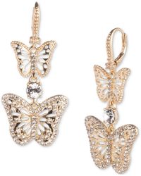 Marchesa - Gold-tone Crystal Butterfly Double Drop Earrings - Lyst