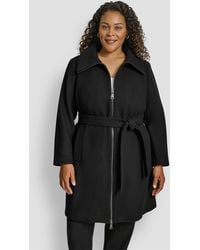 DKNY - Plus Size Belted Zip-up Wool Coat - Lyst
