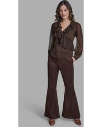 BCBGMAXAZRIA - Polka Dot Long Sleeve V-neck Blouse - Lyst