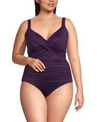 Lands' End - Chlorine Resistant Wrap Underwire Tankini Swimsuit Top - Lyst