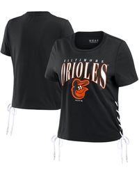 WEAR by Erin Andrews - Baltimore Orioles Side Lace-up Cropped T-shirt - Lyst