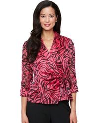 Alex Evenings - Printed Side-tie Blouse - Lyst