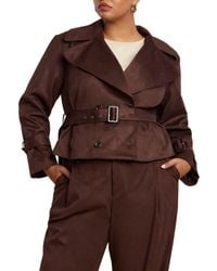 Eloquii - Plus Size Cropped Faux Suede Trench Jacket - Lyst
