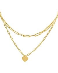 Adornia - Layered Paper Clip Chain Heart Pendant Necklace - Lyst