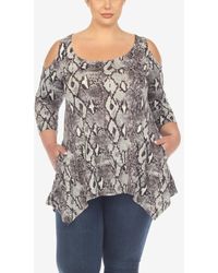 White Mark - Mark Plus Size Snake Print Cold Shoulder Tunic Top - Lyst