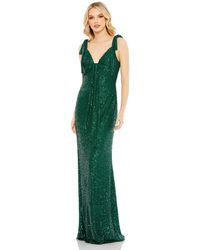 Mac Duggal - Ieena Sequined Low Back Bow Shoulder Gown - Lyst