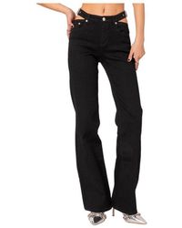 Edikted - Cut Out Belt Low Rise Flared Jeans - Lyst