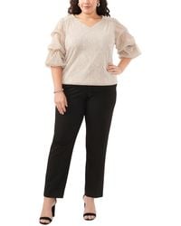 Msk - Plus Size Metallic Tiered-sleeve V-neck Top - Lyst
