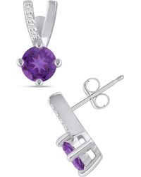 Macy's - Gemstone And Diamond Earrings (1/20 Ct. T.w. - Lyst