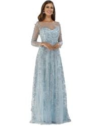Lara - Illusion Neckline A-line Long Sleeves Gown - Lyst