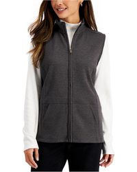 Karen Scott Sports Womens Charcoal Fleece Mock Neck Outerwear Vest Sz S/M   NWT 
