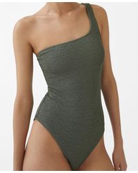 Mango - Asymmetrical Textured Swimsuit - Lyst
