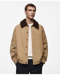 Mango - Sheepskin Collar Quilted Jacket - Lyst