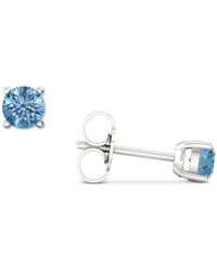 Forever Grown Diamonds Lab-created Blue Diamond Solitaire Stud Earrings (1/2 Ct. T.w.) In Sterling Silver