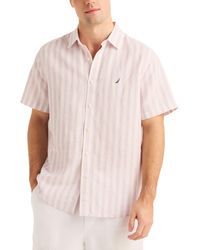 Nautica - Miami Vice X Striped Short Sleeve Linen Blend Shirt - Lyst