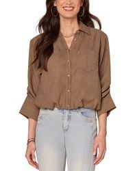 Democracy - Spread-collar Button-front Top - Lyst